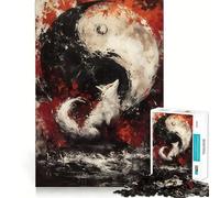 White Fox And Yin Yang 1000 Piece Jigsaws Creative Skill Toy Tight Lock No Loose Pieces Bonding Activity for Loved Ones (38x52cm)