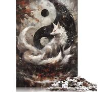 White Fox And Yin Yang Jigsaw Puzzles 1000 Pieces for Adults | Puzzles | 1000 Piece Puzzle Educational Games Home Decoration Puzzle 1000pcs (75x50cm)