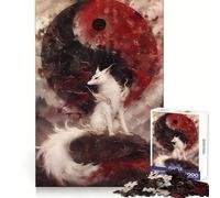 White Fox And Yin Yang Teenagers Puzzles 1000 Piece Jigsaws Focus Ability Casual Relaxation Interlock Well Memorable Gift (38x26cm)