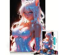 White Fox Anime Girl Jigsaw 1000 Pieces for Teenagers Mind Boost Fun Zero Gap Captivating Leisure for Cozy Indoors (38x52cm)