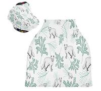White Fox Art Stretchy Baby Car Seat Cover,Canopy Nursing Covers,Soft Breathable Windproof Scarf Changepad for Winter Infant Breastfeeding Boys