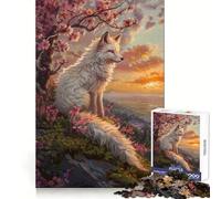 White Fox Blossom Tree Art 1000 Pieces Puzzles for Adults Clear Thinking Stress Relief Fun Precise Edges Lovely Gift (38x52cm)