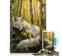 White Fox Fairy Tale Magic Jigsaw Puzzle 1000 Mental Recall Game High Accuracy Cutting Craft Interactive Brain Challenge for Home (50x75cm)