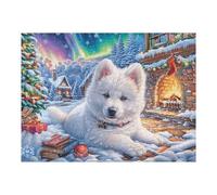 White Fox Flower Border 500 Piece Jigsaw Puzzle for All Ages Idea Spooky Fun High Resolution Print Home Decor Stress Relief 500 PCS