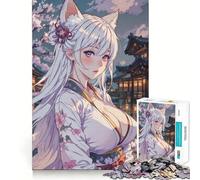 White Fox Girl 1000 Piece Teenager Puzzles Brain Boosting Play Tight Interlock No Gaps Relaxing Indoor Group Activity (50x75cm)