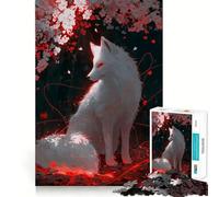 White Fox in Blossom Forest Jigsaw for Teenagers 1000 Pieces Mind Boost Fun Clean Cut Sturdy Components Heartwarming Gathering Activity (50x75cm)