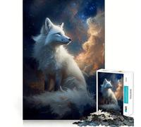 White Fox in Celestial Cloudscape Jigsaws for Adults1000 Pieces Brain Memory Game Fine Cut Premium Finishing Engaging Way to Pass Free Hours (50x75cm)