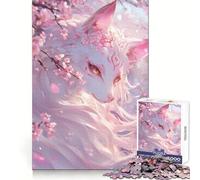 White Fox in Cherry Blossoms Adult Jigsaw1000 Pieces Clear Thinking Restful Escape Precise Edges (38x26cm)