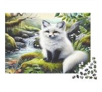 White Fox in Forest 1000 Piece Extra-thick Cardboard Diy Jigsaw Puzzle Adults Kids 12 Years Up Fun Challenging Family Game Beautiful Decoration 52x38cm/1000pcs