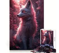 White Fox in Pink Forest 1000 Pieces Puzzles for Adults Clear Thinking Stress Relief Fun Precise Edges Lovely Gift (50x75cm)