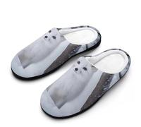 White Fox in The Snow Comfy Women's Slippers Nonslip Indoor House Shoes 7-8（39-40