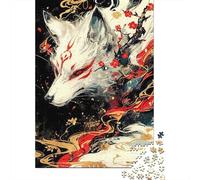 White Fox Japanese Style 1000 Piece Jigsaw Puzzle Paper for Adults Floral Art Jigsaw Puzzle for Adults Relax Decor Family 70x50cm/1000pcs