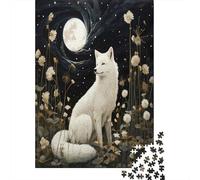 White Fox Jigsaw Puzzles Fantasy Night Scene Challenge Toy Educational Games Home Decoration for Adults& Teenager Age 14 Years Up 70x50cm/1000pcs
