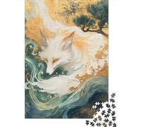 White Fox Jigsaw Puzzles Puzzles for Adults Kids. 1000 Piece East - Asian Art Whimsical Challenge Toy Educational Games Home Decoration for Educational Games Gifts 1000pcs (75x50cm)