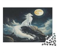 White Fox Jigsaw Puzzles Puzzles for Adults Kids. 1000 Pieces Full Moon Mountain Impossible Challenge Toy Educational Game Home Decoration for Adults& Kids Age 14 Years Up 1000pcs (75x50cm)