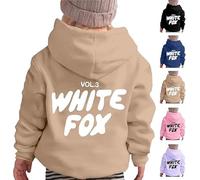 White Fox Letter Print Kids Hoodie Sweatshirt for Boys and Girls 90-160cm 2-13 Years Pullover Hoodie Sportswear Unisex Warm Long Sleeve Casual Wear Winter Autumn Winter Activewear.