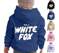 White Fox Letter Print Kids Hoodie Sweatshirt for Boys and Girls 90-160cm 2-13 Years Pullover Hoodie Sportswear Unisex Warm Long Sleeve Casual Wear Winter Autumn Winter Activewear.