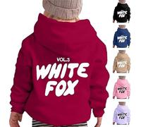 White Fox Letter Print Kids Hoodie Sweatshirt for Boys and Girls 90-160cm 2-13 Years Pullover Hoodie Sportswear Unisex Warm Long Sleeve Casual Wear Winter Autumn Winter Activewear.