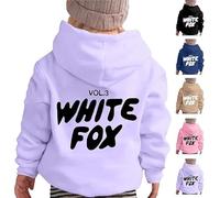 White Fox Letter Print Kids Hoodie Sweatshirt for Boys and Girls 90-160cm 2-13 Years Pullover Hoodie Sportswear Unisex Warm Long Sleeve Casual Wear Winter Autumn Winter Activewear.