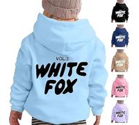 White Fox Letter Print Kids Hoodie Sweatshirt for Boys and Girls 90-160cm 2-13 Years Pullover Hoodie Sportswear Unisex Warm Long Sleeve Casual Wear Winter Autumn Winter Activewear.