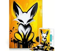 White Fox on Yellow Background Jigsaw Puzzles 1000 Piece for Adults Recall Fun Play Firm Fit Secure Assembly Family Fun Night Activity (38x26cm)