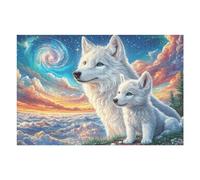 White Fox Parent And Cub 1000 Piece Jigsaw Puzzle for All Ages Idea Spooky Fun High Resolution Print Home Decor Stress Relief 1000 PCS