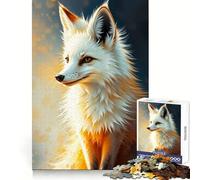 White Fox Portrait 1000 Piece Jigsaws for Adults Recall Power Light Enjoyment Precise Edges Meaningful Gift (38x26cm)