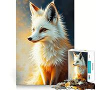 White Fox Portrait 1000 Piece Teenager Puzzles Mental Focus Game Precision Cut Smooth Edges Christmas Stocking Stuffer Game (38x26cm)