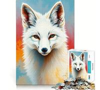 White Fox Portrait Jigsaw 1000 Pieces Memory Skill Fun Smooth Edge Perfect Interlock Fun-filled Way to Fill Empty Hours (38x52cm)