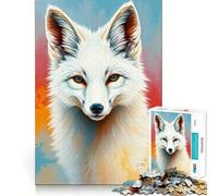 White Fox Portrait Jigsaw Puzzle 1000 Recall Fun Play Advanced Laser Cutting Tech Holiday Indoor Entertainment Toy (38x26cm)