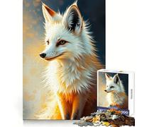 White Fox Portrait Jigsaw Puzzles for Adults 1000 Piece Mental Exercise Mindful Leisure Snug Lock (38x52cm)