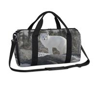 White Fox Print Sports Duffel Bags Fox Weekend Overnight Bag Casual Tote Holdall Travel Gym Luggage Duffel Bag for Kids Girls Boys Women Men