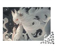 White Fox Spirit 1000 Piece Puzzles Beautiful View Mystical White Fox Wall Decoration Educational Game Gifts Puzzles for Adults Jigsaw Puzzles for Adults 38x26cm/1000pcs