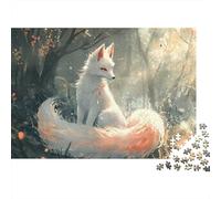 White Fox Spirit 1000 Piece White Fox Forest Fantasy Art Jigsaw Puzzle For Adults Thick Card Board Stress Relief Difficult Game Gifts for WomenGifts for Men 38x26cm/1000pcs