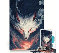 White Fox Spirit Adults 1000 Pieces Puzzle Mind Training Fun Burr Free Clean Cut Pieces Heartwarming Gathering Activity (38x52cm)