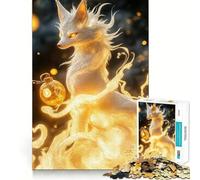 White Fox Spirit Jigsaw Puzzle 1000 Pieces Mental Focus Game Precision Cut Smooth Edges Absorbing Activity for Quiet Nights (38x26cm)