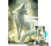 White Fox Spirit Jigsaw Puzzles 1000 Mental Focus Game Precision Cut Smooth Edges Meaningful Connection Building Game (38x26cm)