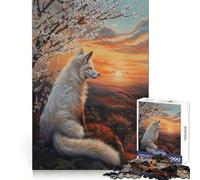 White Fox Sunset Magical 1000 Piece Jigsaws for Teenagers Puzzle Recall Skill Restful Escape Crisp Edges Cozy Xmas Gift (38x52cm)