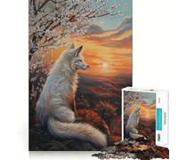 White Fox Sunset Magical Jigsaw 1000 Pieces for Teenagers Mental Boost Game Firm Fit Secure Assembly Family Fun Night Activity (50x75cm)
