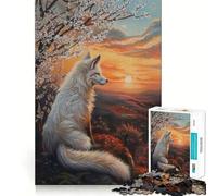 White Fox Sunset Magical Jigsaw for Teenagers 1000 Pieces Mental Improve Play Uniform Size Precise Pieces Family Fun Night Activity (38x26cm)