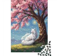 White Fox Under Cherry Blossom Tree_2 Jigsaw Puzzle for Adults, 1000 Pieces, Animal Art Puzzle Gift, 70x50cm/1000pcs