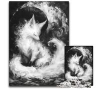 White Fox Under Moon Jigsaws 1000 Pieces for Adults Puzzles for Adults Perfect for Christmas Halloween Easter New Year 1000 PCS(75x50cm)