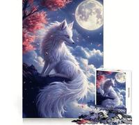 White Fox Under Moonlight Adult Jigsaw1000 Pieces Clear Thinking Restful Escape Precise Edges (38x52cm)