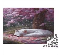 White Fox Under The Cherry Tree Puzzle 1000pcs (75x50cm) Puzzles, Die Für Erwachsene Und Personen Ab 14 Jahren Geeignet Sind