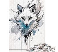 White Fox Watercolor Art Jigsaw Puzzles for Adults 500 Pieces, Jigsaw Puzzles Adult Intellective Educational Toy DIY Puzzles 500pcs (52x38cm)