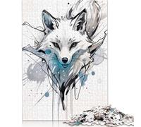 White Fox Watercolor Art Puzzles for Adults 1000 Pieces Puzzles for Teenagers Gifts For Adults Teenagers Teenager Man Woman Gift 38x26cm/1000pcs