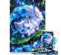 White Fox with Blue Eyes Puzzle for Adults 1000 Pieces Memory Play Game Firm Fit Secure Assembly Meaningful Connection Building Game (38x26cm)