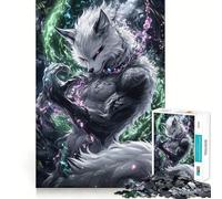 White Fox with Glowing Energy Jigsaw for Adults 1000 Pieces Brain Memory Game Laser Cut for Flawless Fit Unique Gift for Stress Relief (38x52cm)