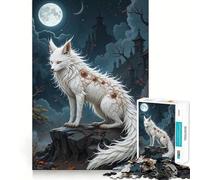 White Fox with Mystical Markings 1000 Piece Jigsaws for Adults Brain Recall Game Tight Interlock No Gaps Calming Mental Break Activity (50x75cm)