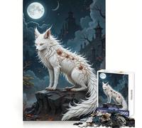 White Fox with Mystical Markings 1000 Pieces Jigsaw Puzzles for Teenagers Clear Thinking Gentle Engagement Firm Interlock Nice Gift (50x75cm)